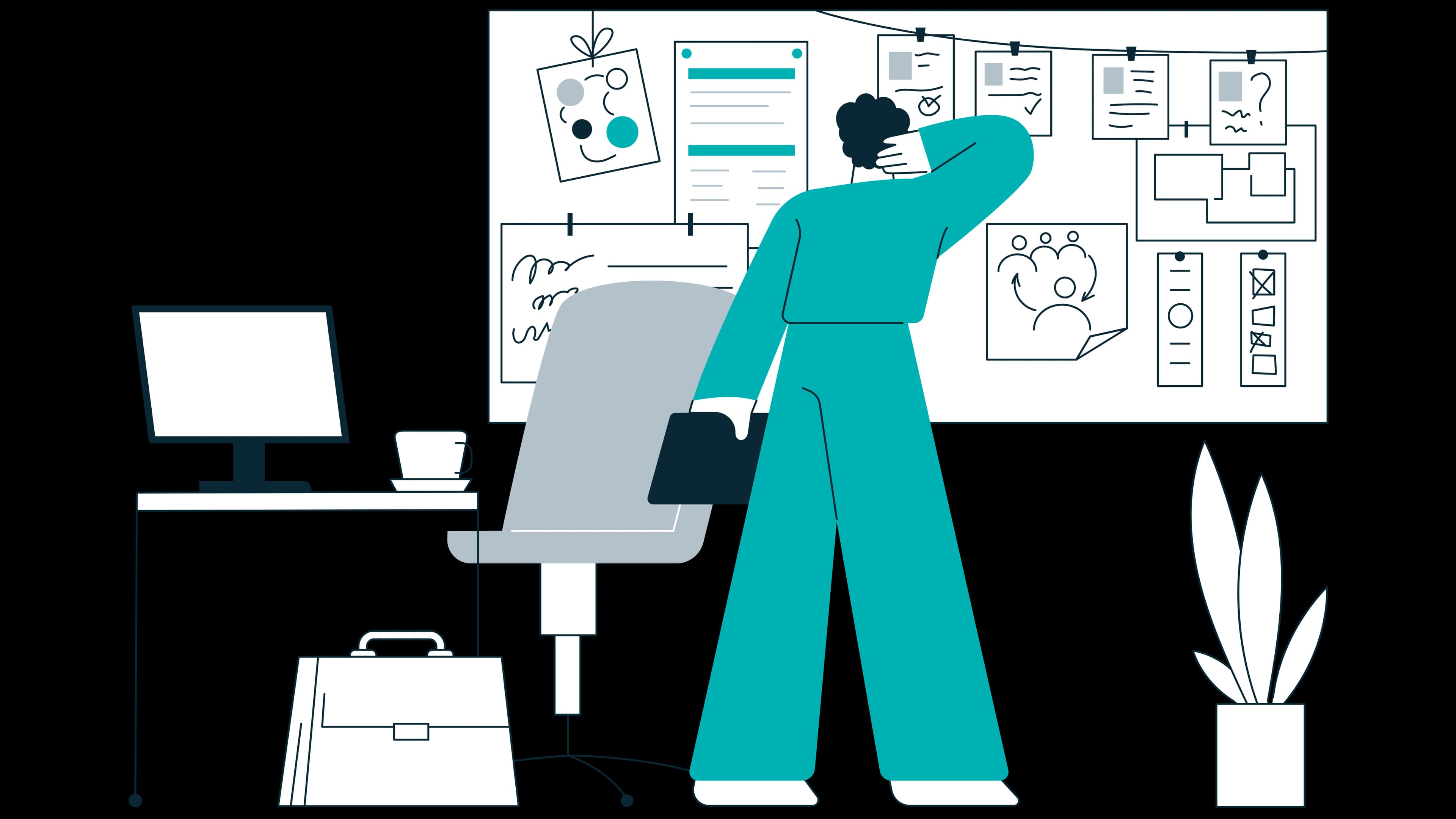 Valenta Our Origin whiteboard planning illustration